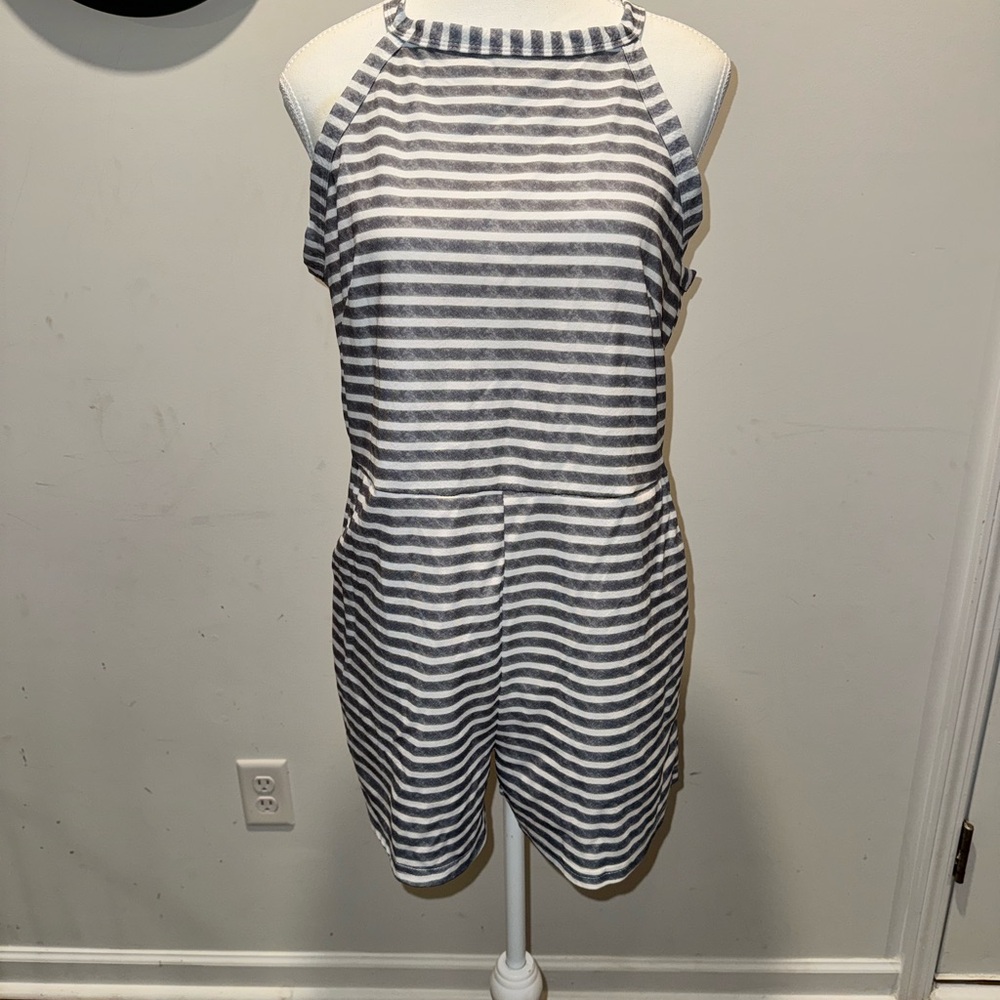 Striped Halter Neck Romper